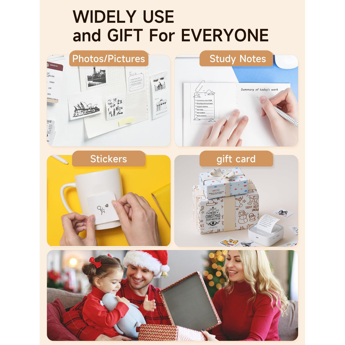 iDPRT Portable Sticker Maker Machine with 1 Roll Sticker Paper, Mini Printer Efficiently and Quickly, Thermal Printer for Study Notes, Pictures, DIY, Label, Free App with Multiple Templates, Grey