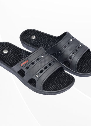 LivEasy Acupressure and Magnetic Slippers for Women - Black - Acupressure - UK 6