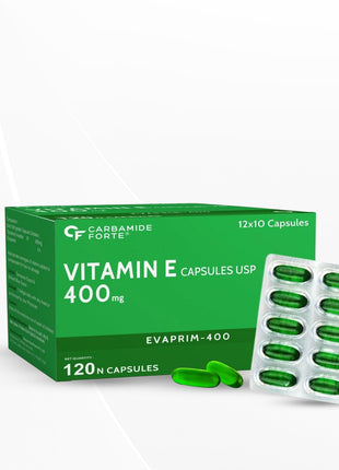 Carbamide Forte 400 mg Vitamin E Capsules for Face and Hair | Paraben Free - 120 Capsules