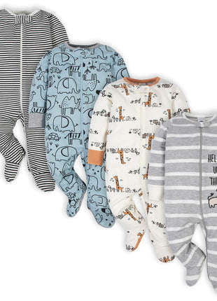 Gerber Baby Boys' 4 Pack Sleep 'N Play Footie
