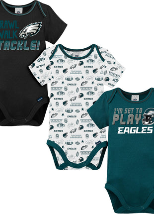 Gerber NFL Unisex-Baby NFL Team 3 Pack Short Sleeve Onesie Bodysuit
