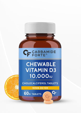Carbamide Forte Vitamin d3 10000iu D3 Supplement for Bone & Immunity Orange Flavour - 60 Tablets