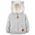 Simple Joys by Carter's Baby Hooded Sweater Jacket with Sherpa Lining, Grey, 3-6 Months