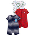 Simple Joys by Carter's Baby Boys 3-Pack Snap-up Rompers, Navy Stripe/Red Construction/White Alligator, 6-9 Months