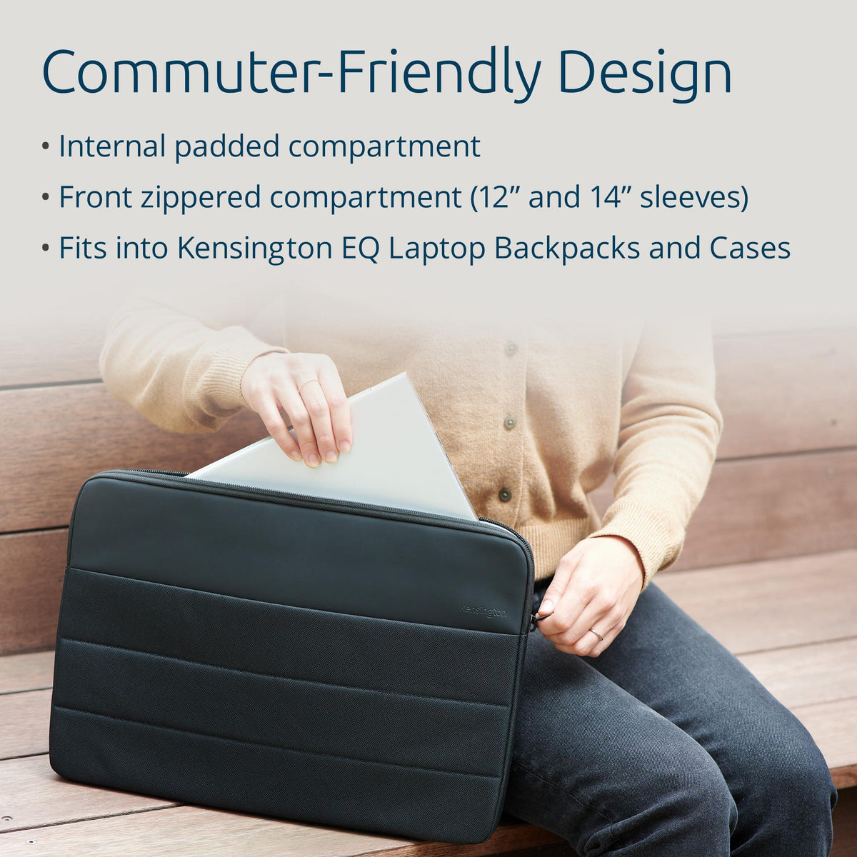 Kensington EQ Laptop Sleeve 16", Durable Protective Case for Laptop Computers and Tablets up to 16 inch - Compatible with MacBook - Black(K60395WW)
