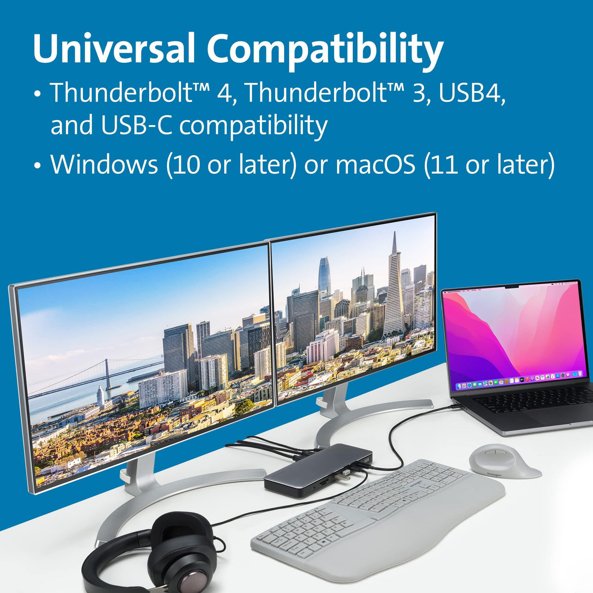 Kensington SD5760T Thunderbolt 4 Dual 4K Docking Station, 100W PD, 2 x HDMI, Thunderbolt Port, SD/Micro SD 4.0 Card Slots, Dual 4k 60Hz, for Thunderbolt 4 Windows Laptops and MacBook Pro (K34110NA)