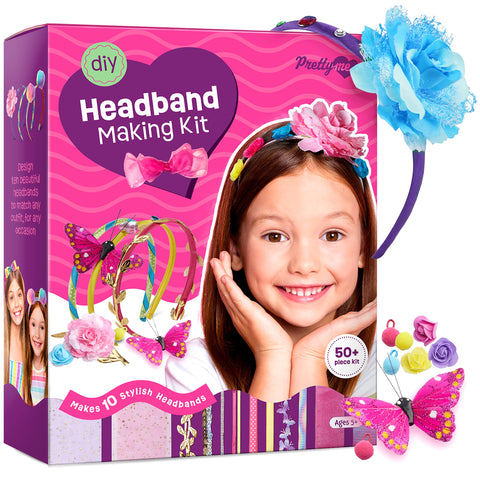 Pretty Me Headband Making Kit for Girls - Arts & Crafts Gift - Make Your Own Fashion Headbands for Kids - DIY Hair Accessories Set - Gift for Ages 5-12 Year Old Girl - Little Kids Art & Craft Gifts