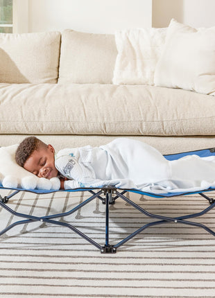 Regalo My Cot® Portable Toddler Bed, Foldable Kids Travel Bed & Camping Cot, Lightweight Sleeping Cot for Toddlers, Indoor/Outdoor, 46.5 inch x 24.5 inch x 9 inch, Royal Blue