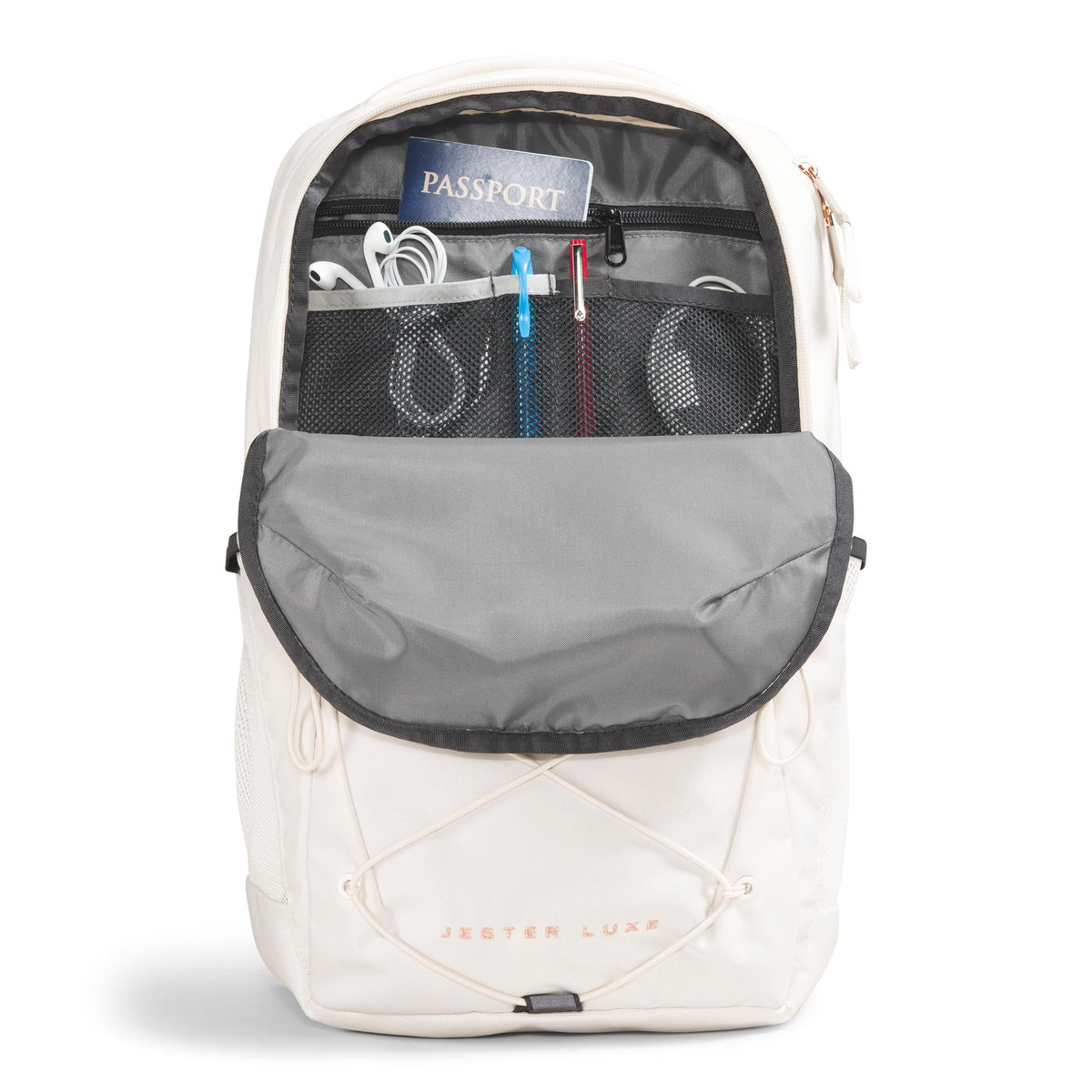 THE NORTH FACE Women's Jester Luxe Everyday Laptop Backpack, Gardenia White/Burnt Coral Metallic, One Size