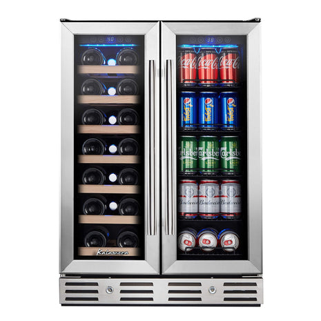 24 Inch Wine and Beverage Fridge, Wine Refrigerator Dual Zone Hold 20 Bottles and 78 Cans,Built-In or Freestanding Digital Touch Control | Under Counter or Freestanding Wine Fridge Hold 20 Bottles and 78 Cans, Digital Touch Control
