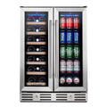 24 Inch Wine and Beverage Fridge, Wine Refrigerator Dual Zone Hold 20 Bottles and 78 Cans,Built-In or Freestanding Digital Touch Control