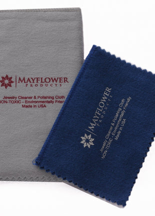 Mayflower Jewelry Polishing Cleaning Cloth Set of 2 Made in USA for Silver Gold Platinum. Soft Cotton. Sizes L11 x 14 In M 8 x 6 In Tarnish Cleaner Remover Shines Jewelry Gold Watches Silverware Coins