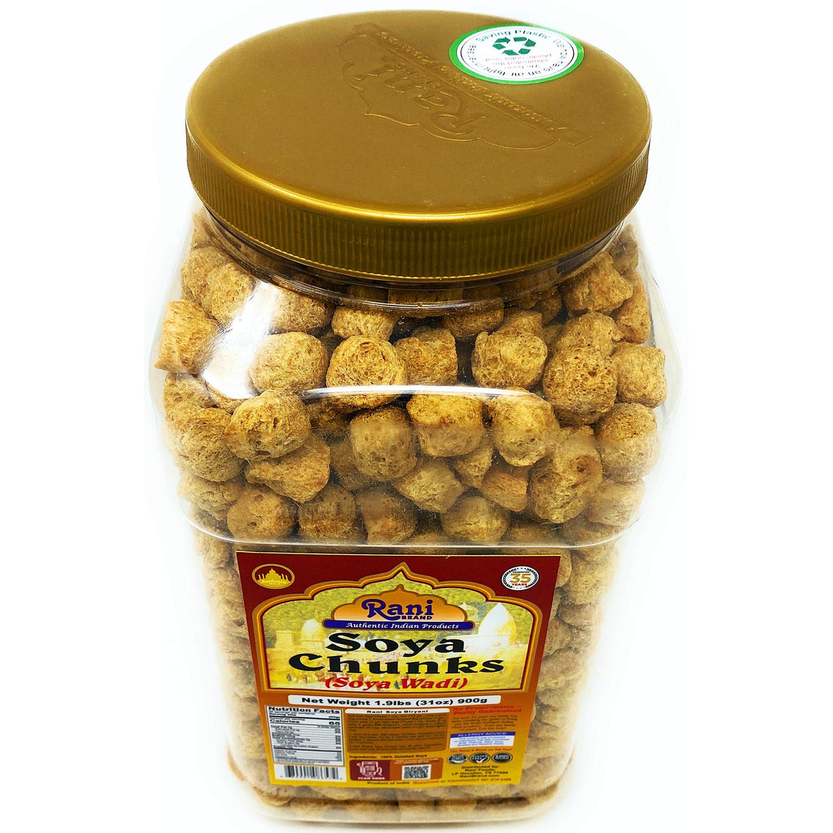 Rani Soya Chunks Nuggets (High Protien) Vadi, 31oz (1.9lbs) 900g ~ All Natural, Salt-Free | Vegan | No Colors | Gluten Friendly | NON-GMO | Kosher | Indian Origin | Meat Alternate Substitute