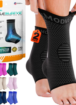 Modvel Foot & Ankle Brace Socks for Sprained Ankle Compression Sleeve - Foot Support for Women & Men - Tendonitis & Arthritis Ankle Brace Sports Running, Torn Ligaments & Women Stabilizing Ankle Wrap