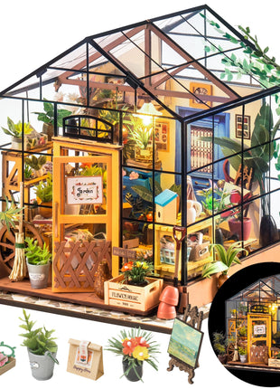Rolife DIY Miniature Greenhouse Kits for Adults - Cathy's Flower House | Beginner-Friendly Diorama Kits Mayberry Street Tiny House For Adults, Birthday/Christmas Decor Crafts Gifts For Plant Lovers