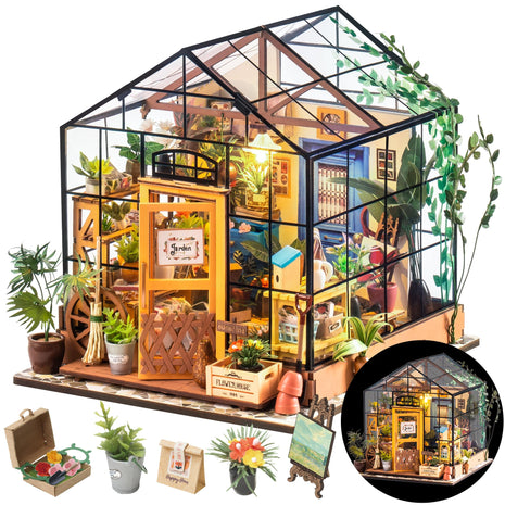 Rolife DIY Miniature Greenhouse Kits for Adults - Cathy's Flower House | Beginner-Friendly Diorama Kits Mayberry Street Tiny House For Adults, Birthday/Christmas Decor Crafts Gifts For Plant Lovers