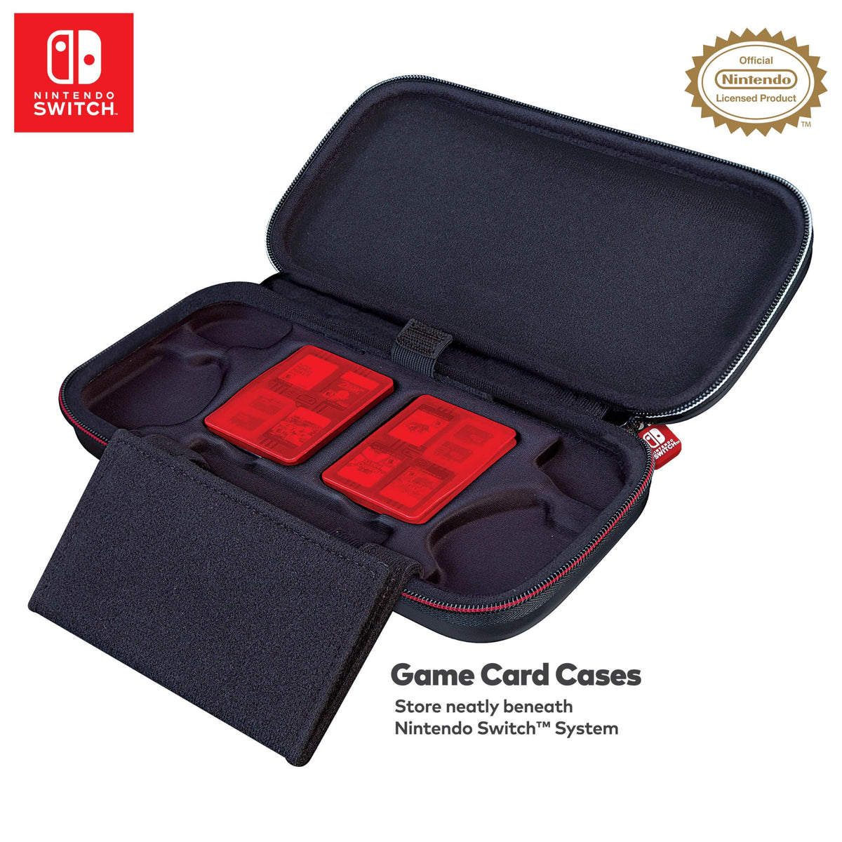 Game Traveler RDS – Officially Licensed Nintendo Switch Deluxe OLED, Nintendo Switch, & Switch Lite Case - Black Ballistic Nylon, Viewing Stand & Bonus Game Cases, #1 Selling Case in USA