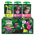GoGo squeeZ Fruit & veggieZ Applesauce and Puree Variety Pack, Jurassic Pear, Roarrrr Berry & Prehistoric Peach, 3.2 oz (Pack of 20), Unsweetened Snacks for Kids, BPA Free Pouches