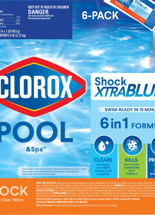 Clorox® Pool&Spa™ Shock XTRABLUE® Plus, Kills Bacteria & Algae in Swimming Pools, Swim-Ready in 15 Minutes, (6-Pack)