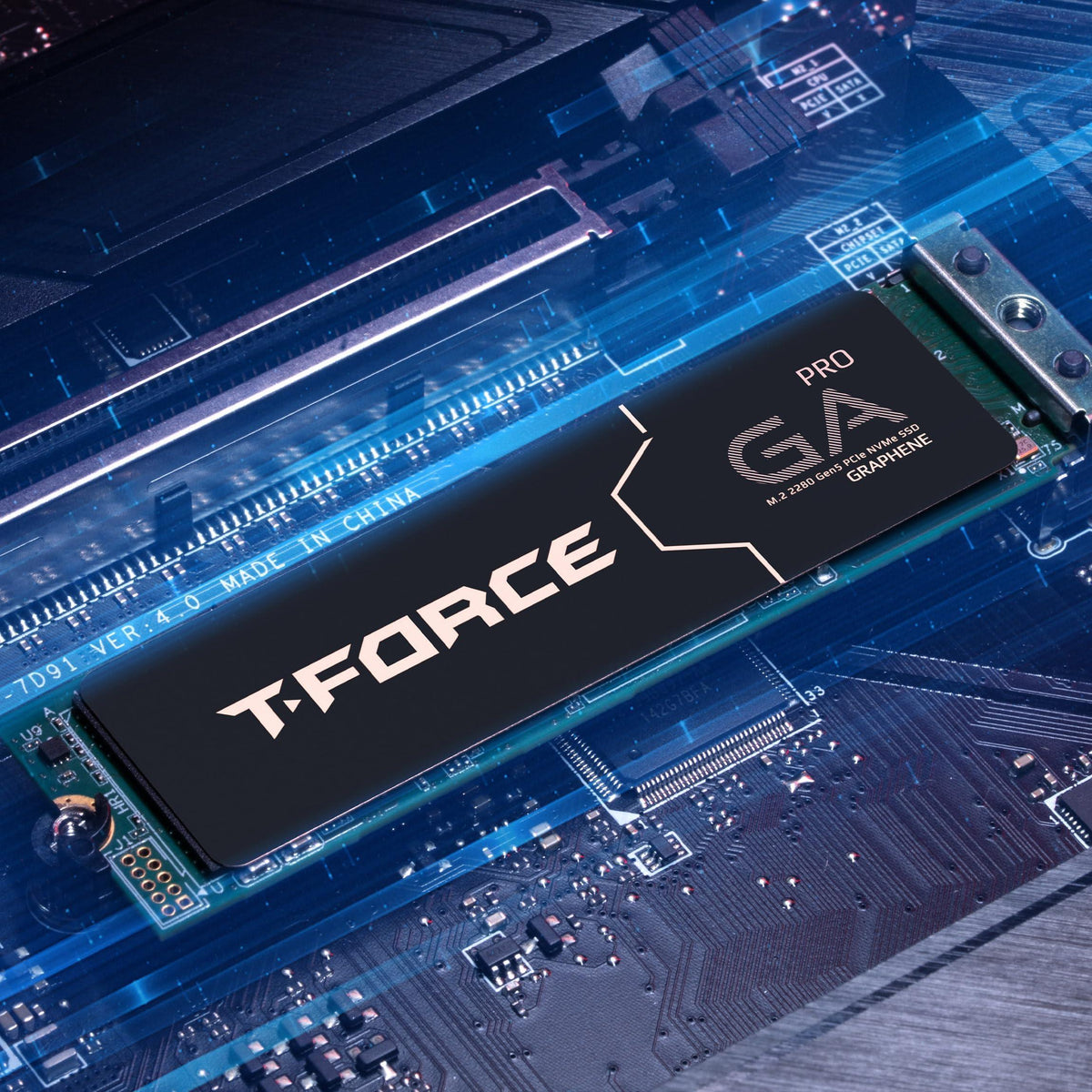 TEAMGROUP T-Force GA PRO 1TB SSD Graphene Heatsink DRAM SLC Cache 3D TLC NAND NVMe InnoGrit PCIe Gen5x4 M.2 Read/Write 10,000/8,500 MB/s TM8FFJ001T0C129