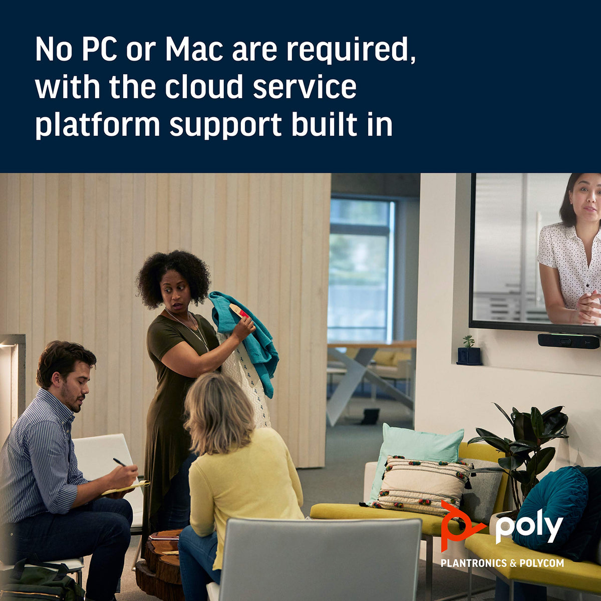 Poly - Studio X30 (Polycom) - 4K Video & Audio Bar - Conferencing System for Small Meeting Rooms - Works with Teams, Zoom & More