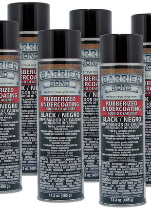 Barrier Bond - Rubberized Undercoating Sound Deadener, 14.3oz Black Spray, Undercoating for Vehicles, 6-Pack