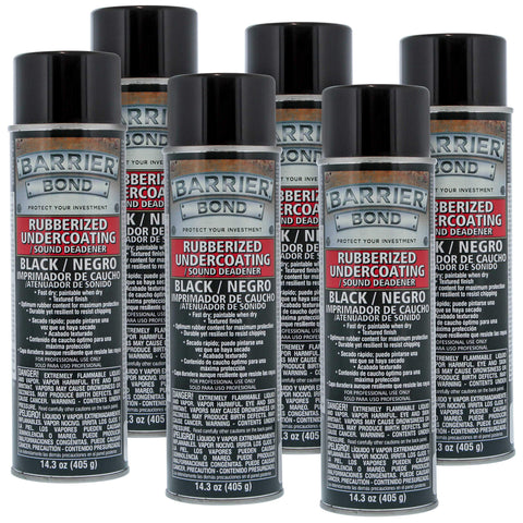 Barrier Bond - Rubberized Undercoating Sound Deadener, 14.3oz Black Spray, Undercoating for Vehicles, 6-Pack