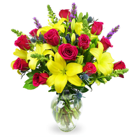 Benchmark Bouquets - Joyful Wishes Grand (Glass Vase Included) - Fresh Flowers for Delivery - Gift for Birthday, Anniversary, Sympathy, Get Well, Congratulations