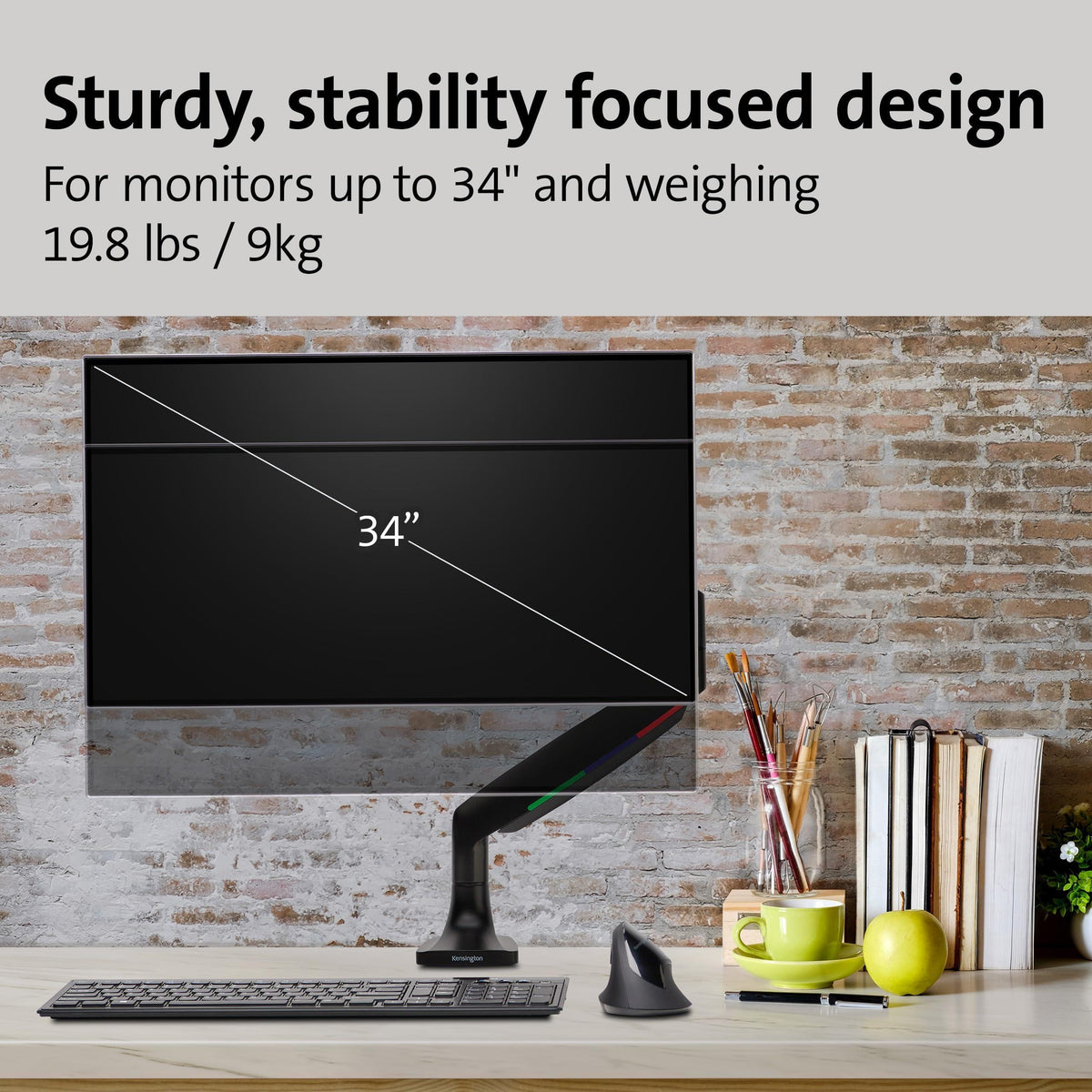 Kensington SmartFit One-Touch Height Adjustable Single Monitor Arm - Black (K59600WW)