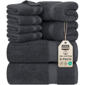 Utopia Towels 8 Piece Premium Towel Set, 2 Bath, 2 Hand, and 4 Wash Cloths, 600 GSM 100% Ring Spun Cotton, Highly Absorbent Towels for Bathroom, Gym, Hotel, and Spa, Grey
