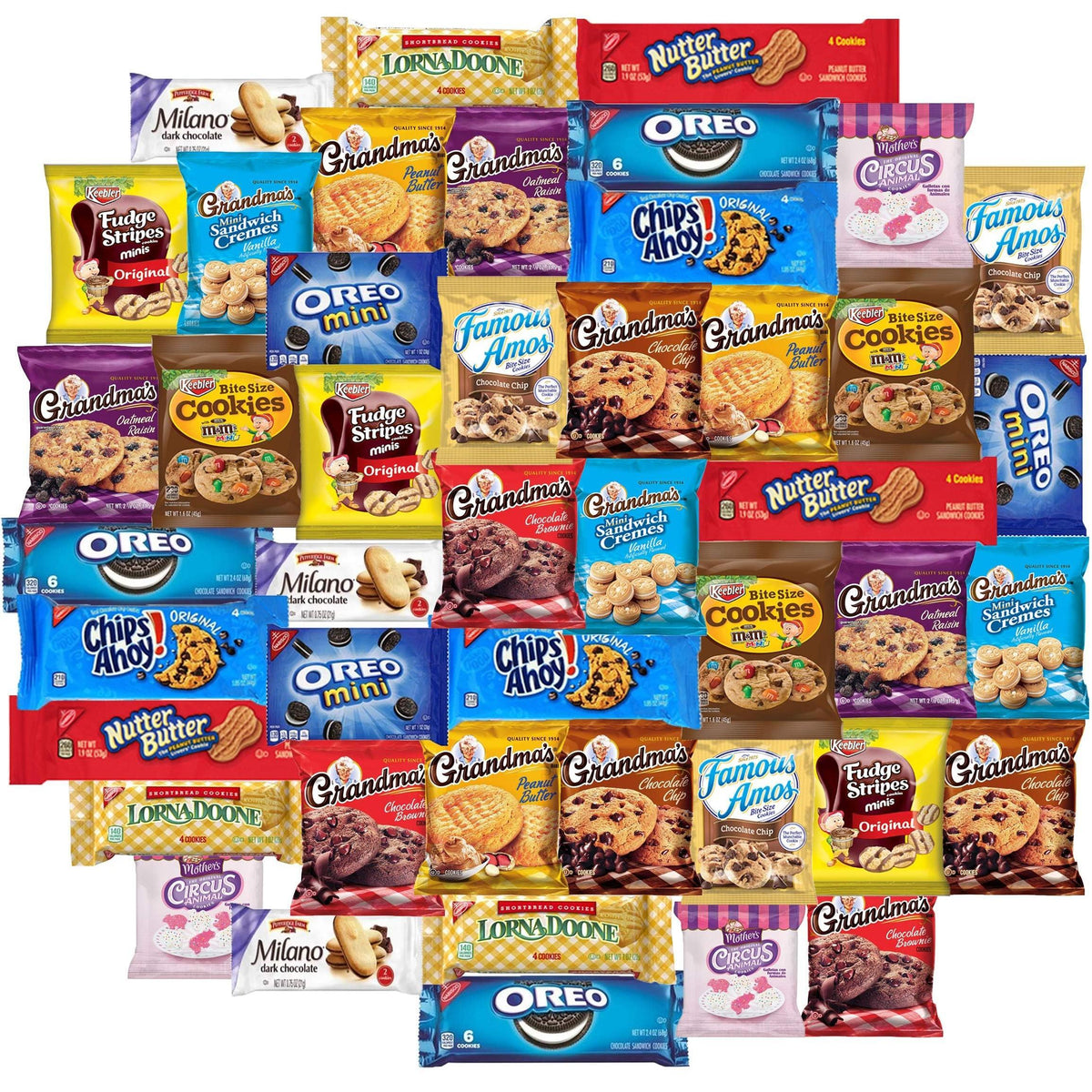 Cookies Individually Wrapped Variety Pack - Cookies Bulk Assortment Care Package Sampler Gift Box (45 Count)