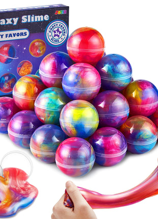 JOYIN Slime Party Favors, 24 Pack Galaxy Slime Ball - Stretchy, Non-Sticky, Mess-Free, Stress Relief, and Safe - Toys for Girls and Boys - Easter, Classroom Reward, Party Supplies, Valentines