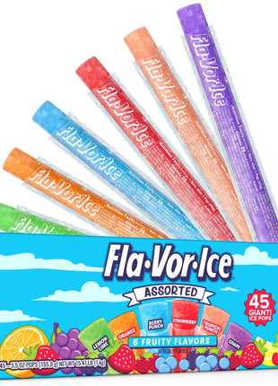 Fla-Vor-Ice Assorted Freezer Bars, Giant Pops 5.5oz, 45 Count