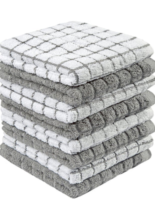 Bumble Dish Cloths (8 Pack)   100% Cotton Dish Rags & Kitchen Washcloths for Washing Dishes | 12 inch x 12 inch | 405 GSM | Gray
