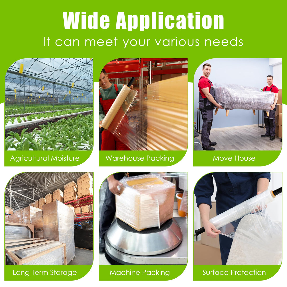 Cosy Family Plastic Wrap Stretch Film Roll - 1000ft 60 Gauge Industrial Strength 15 inch Wide Clear Plastic Wrap Roll with Handles for Pallet Wrapping Shipping Moving - Clear, Pack of 1