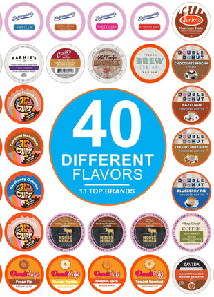 Crazy Cups Flavored Coffee Pods Variety Pack for Keurig K Cups Brewers, Assorted Flavored Coffee Sampler, 40 Count