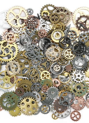 BigOtters 200 Gram Antique Steampunk Gear,Mix Steampunk Wheel Alloy Gear Pendants Charms for Crafting Jewelry Making
