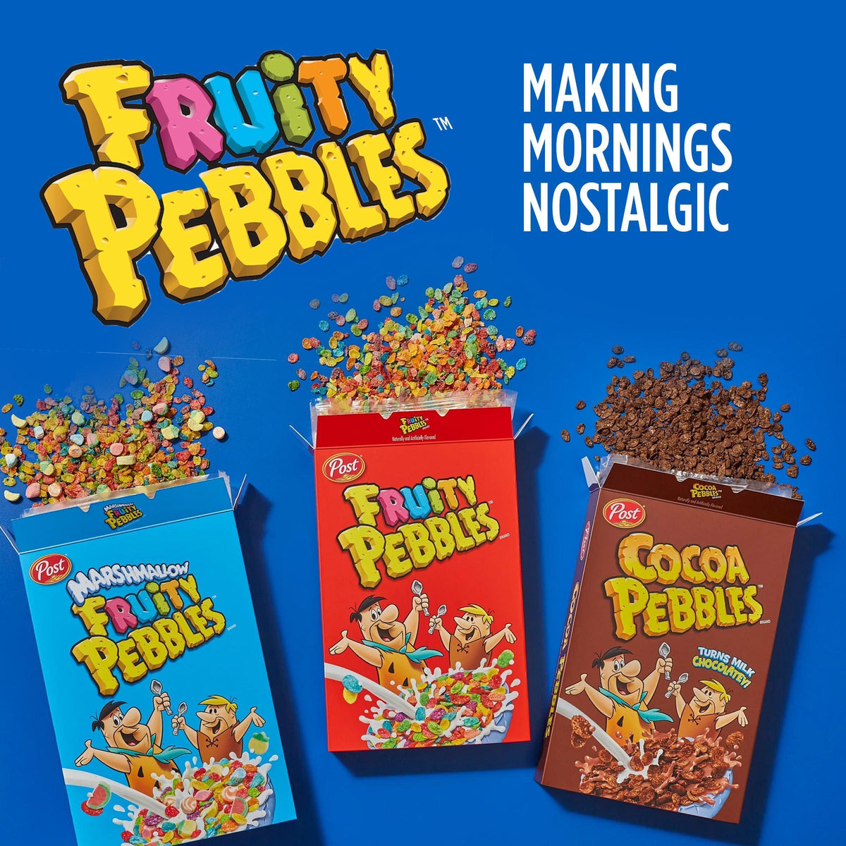Cocoa PEBBLES Cereal, Chocolatey Kids Breakfast, Gluten Free Rice Crunch, 27.5 oz Mega Size Cereal Box
