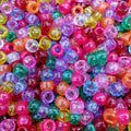 Amaney 500 Pieces Glitter Pony Beads 6x9mm Mixed Colors Transparent Plastic for Hair Braids Jewelry Making