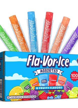 Fla-Vor-Ice Popsicle Variety Pack of 1.5 Oz Freezer Bars, Assorted Flavors, 100 Count