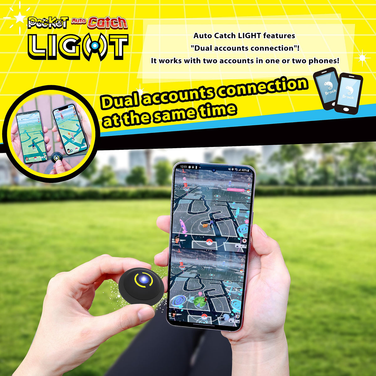 Brook Portable Auto Catch Light - Dual Accounts, Smallest Accessory, 2P Pocket Monster Accessory