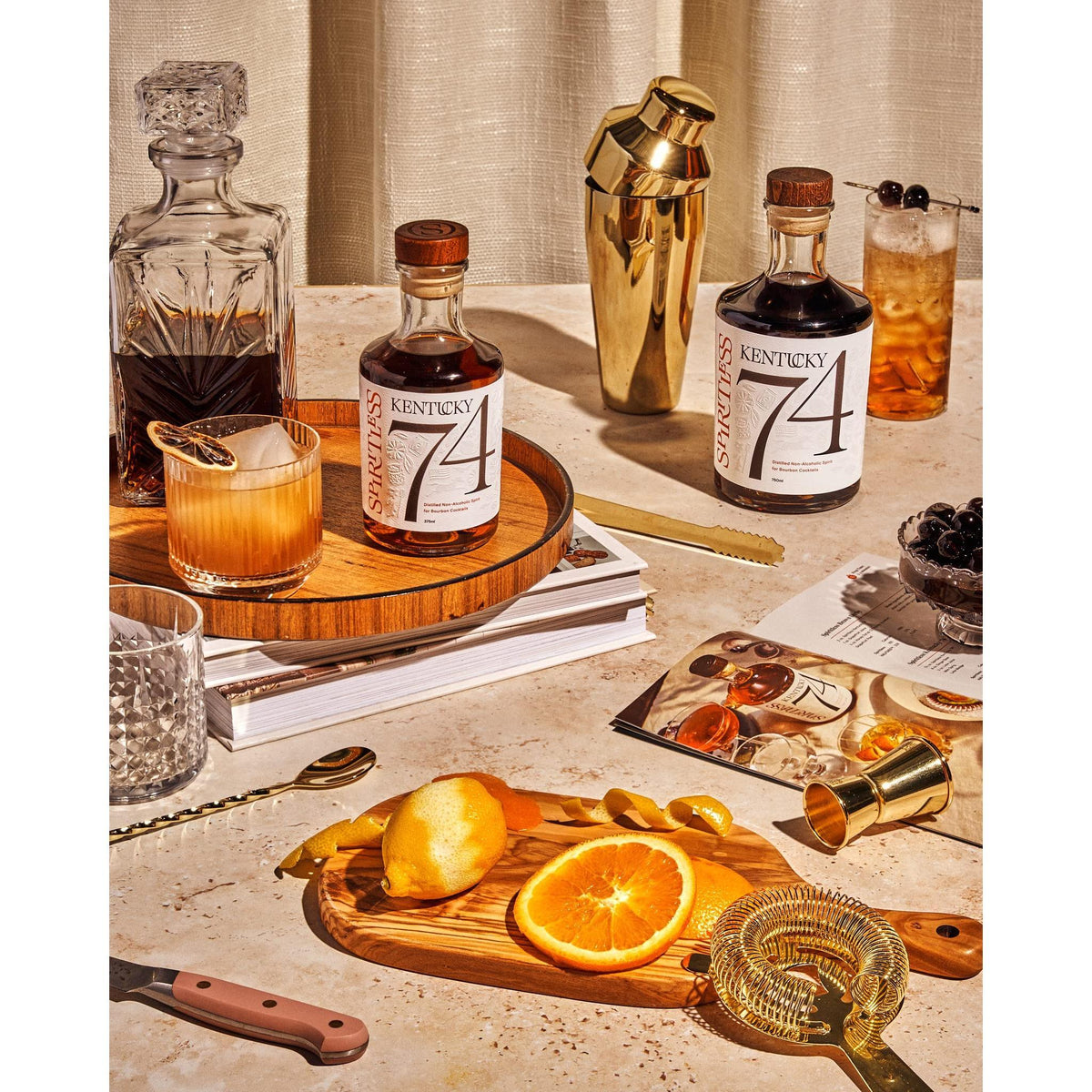 Kentucky 74 Non-Alcoholic Bourbon Whiskey, Award-Winning Alcohol-Free Spirit for Cocktails, 700ml Bottle