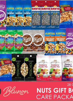 Nuts Snack Packs - Mixed Nuts and Trail Mix Individual Packs - Healthy Snacks Care Package Gift (28 Count)