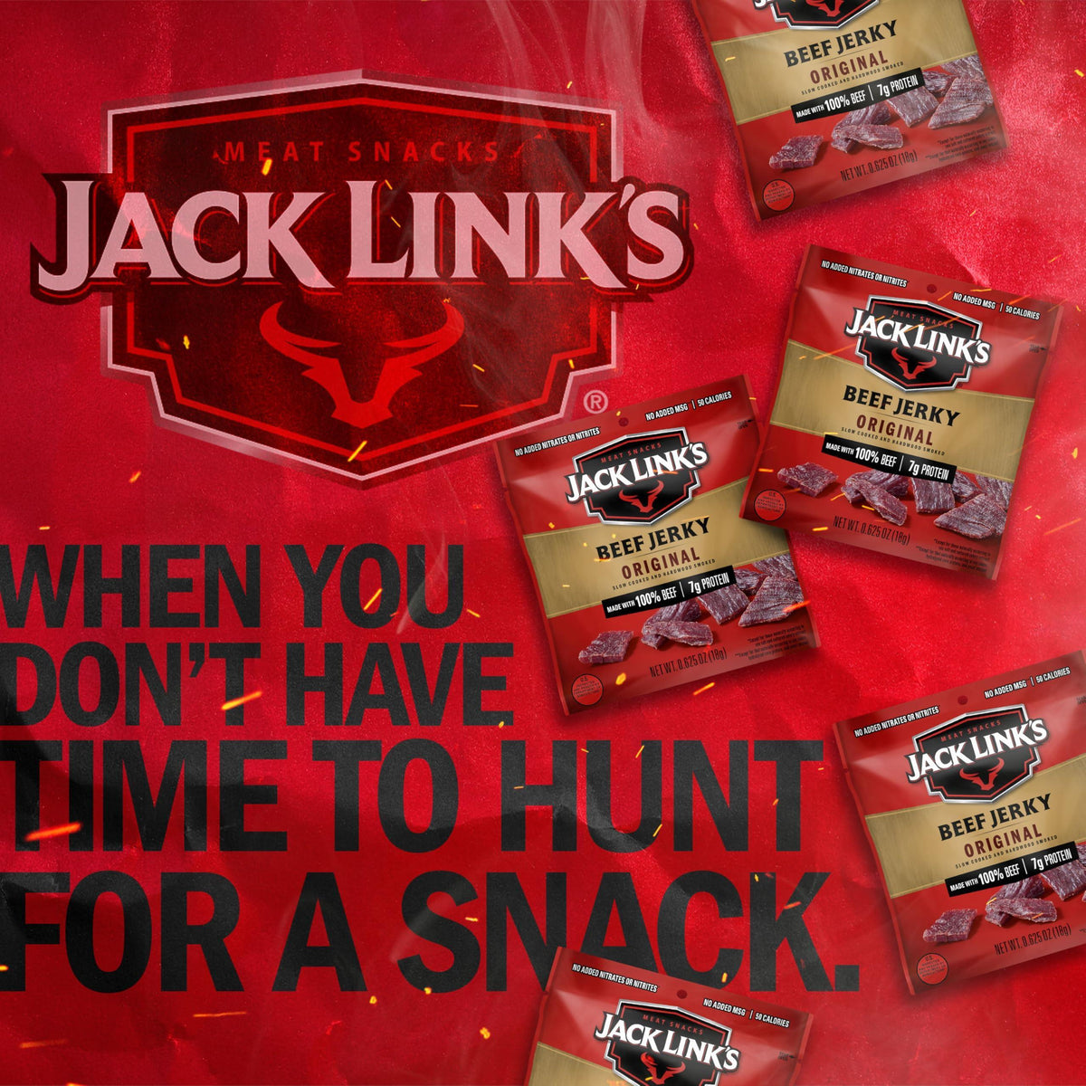 Jack Link's Beef Jerky, Original, Multipack Bags - Flavorful Meat Snacks for Lunches, Ready to Eat Protein Snacks, Individual Packs - 7g of Protein, Made with 100% Beef - 0.625 oz (Pack of 5)