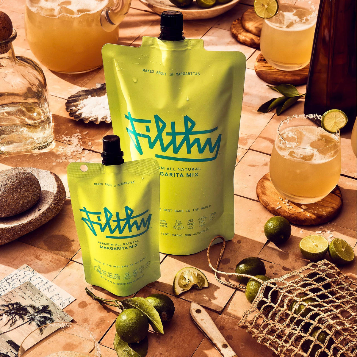 Filthy Margarita Mix, Premium Cocktail Mixer, All-Natural, Non-GMO, Vegan & Gluten-Free, Made with 100% Fresh Florida Lime Juice and Organic Agave Nectar from Jalisco Mexico, 32 Oz Pouch