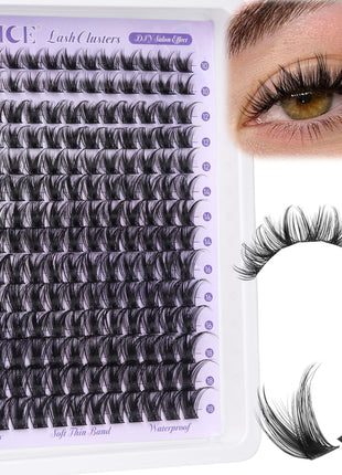 ALICE Lash Clusters Wispy Eyelash Clusters 10-18mm 168pcs Cluster Eyelash Extensions Natural Volume Lash Extensions DIY Individual Lashes with Soft Thin Band