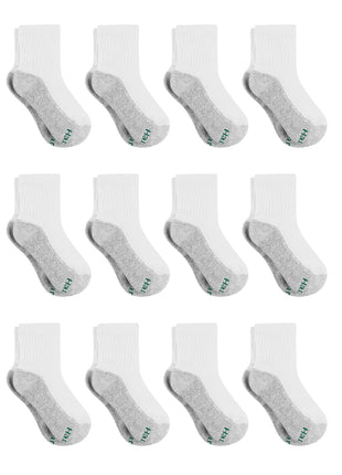 Hanes Boys' Socks Pack, Double Tough Moisture Wicking Ankle, Crew, No Show Socks, 12 & 14 Pair Packs