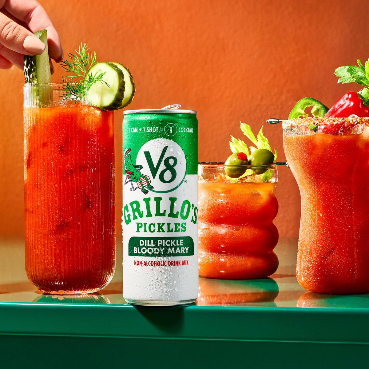 V8 Grillo's Pickles Dill Pickle Bloody Mary Mix, 8 fl oz Can (6 Pack)