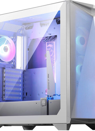 MSI MPG GUNGNIR 300R Airflow White - Premium Mid-Tower Gaming PC Case - Tempered Glass Side Panel - ARGB 120mm Fans - Liquid Cooling Support up to 360mm Radiator - White Color Case