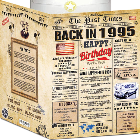 31st Birthday Card for Women Men - Back In 1995 Newspaper - 31 st Happy BIRTHDAY card - 31 birthday gift for Her Him - JUMBO size - 31st birthday decorations Dad Mom - Best gifts for 31 year old